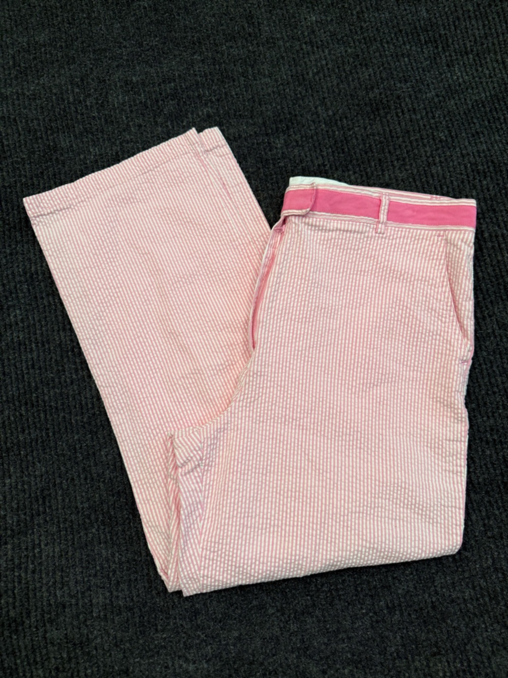 Womens Lilly Pulitzer Pink/White Striped Seersucker Pants Size 14
